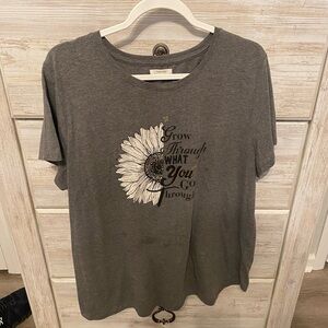 Maurices Charcoal Graphic Tee with Floral Design